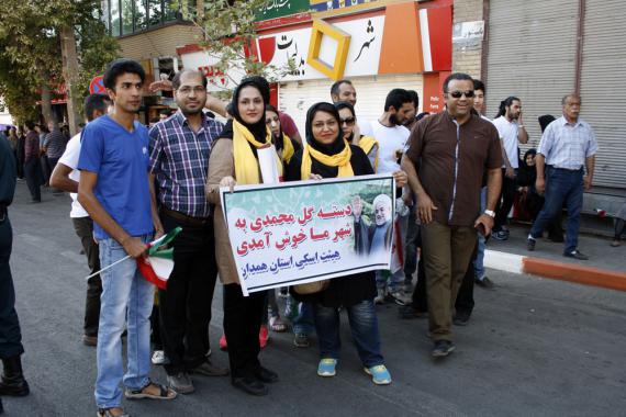 استقبال ورزشکاران همدانی از کاروان تدبیر و امید
