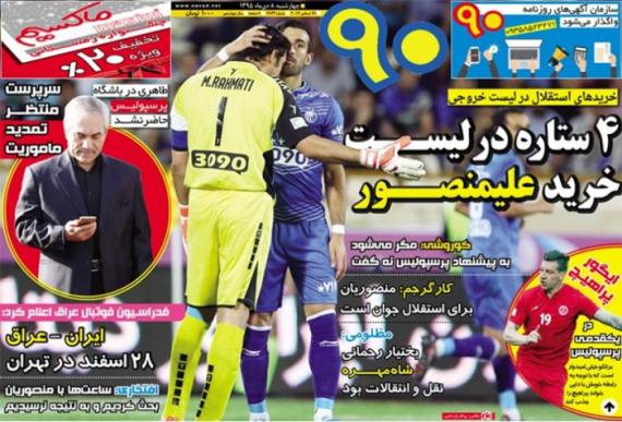 عناوین روزنامه های ورزشی 8 دی 95 